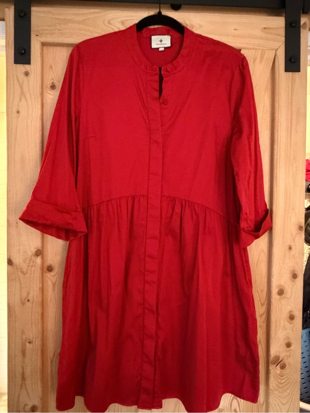 Tuckernuck Crimson Button-Front Long-Sleeve Dress